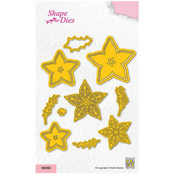 Stanzform Präge Stanzschablone Cutting Die - Nellie`s - SD293 Weihnachtsstern Blume und Zweige Weihnachtsstern